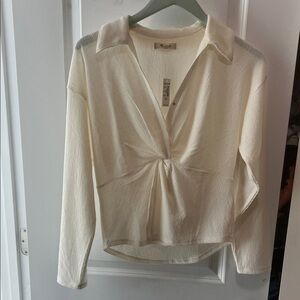 Madewell Cream Twist Front Blouse